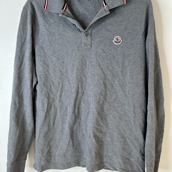 Moncler Maglia Gray Patch Long Sleeve Polo men’s size L - Picture 2 of 12